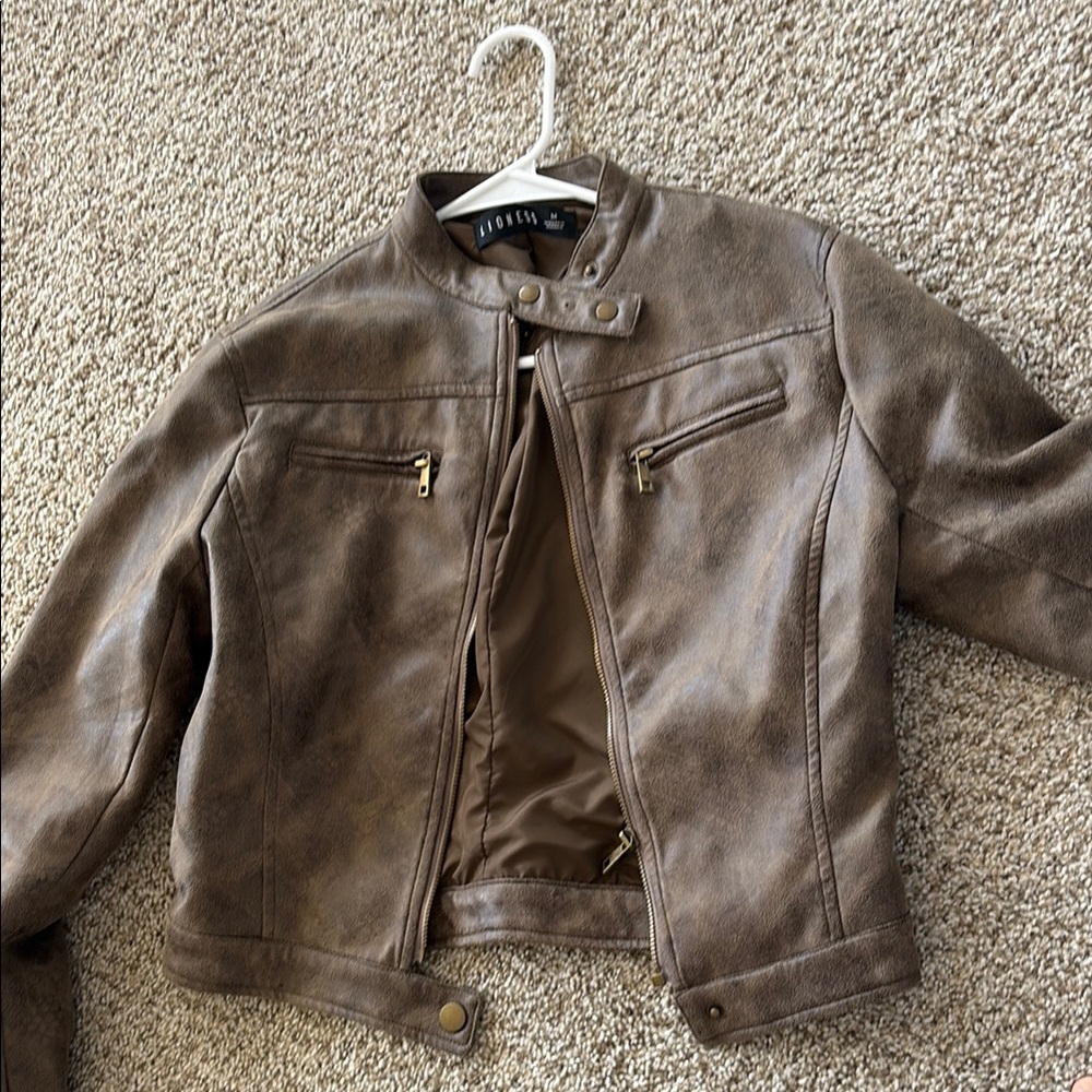 Brown Faux Leather Jacket